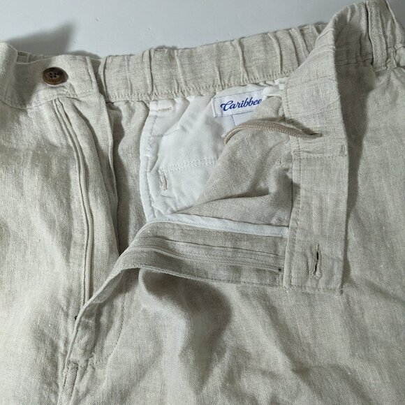 NEW- Big Mens Roundtree & Yorke Caribbean Linen Shorts 10" Inseam- Beige - Picture 7 of 9